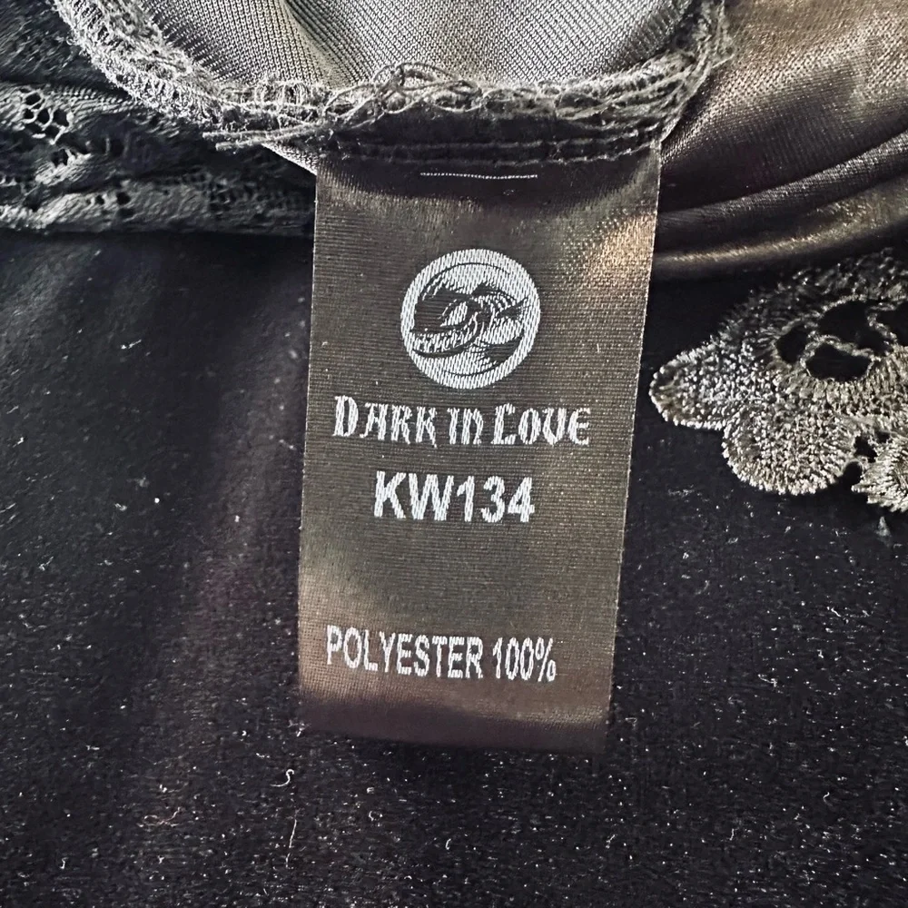 Dark In Love Black Velvet Gothic Mermaid Maxi Skirt with Lace Appliqué - Picture 8 of 9
